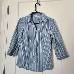 Blue Striped Button-Up Shirt